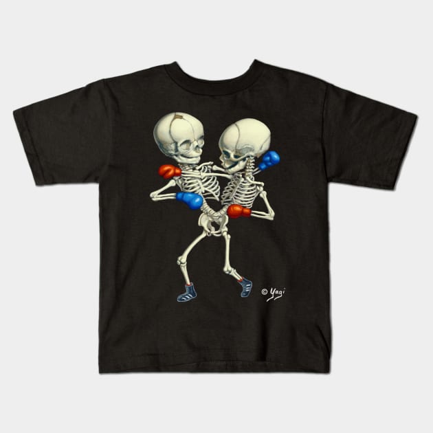 Boxing Twins Kids T-Shirt by Sandra Yagi